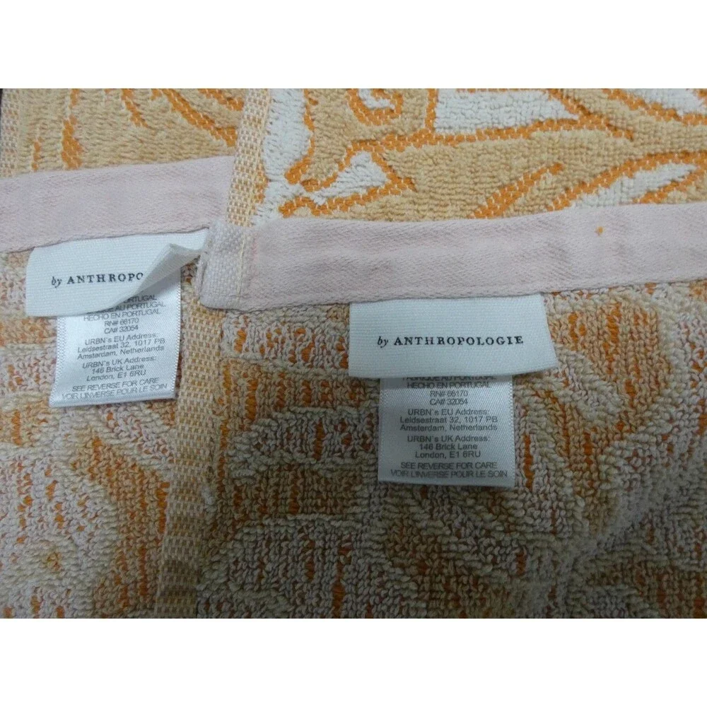 Anthropologie Set of 2 Devon Floral Collection Hand Towels 100% Cotton 16